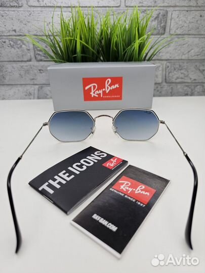 Очки Ray Ban Octagonal 3556 Classic Blue Silver