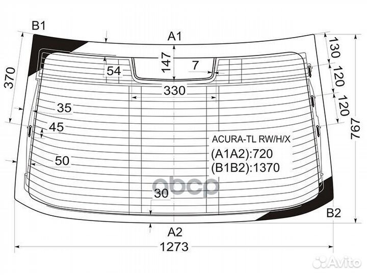 Стекло заднее (Цвет зеленый/ Обогрев) Acura TL