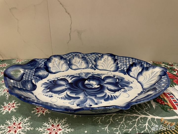 Ваза для фруктов гжель