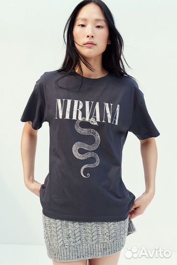 Футболка H&M Nirvana Oversized размеры XS, M, L