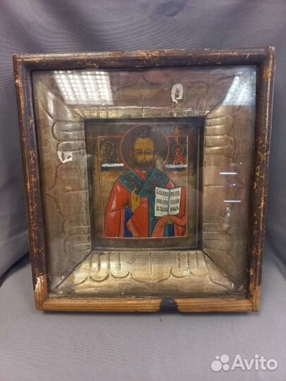 Старинная икона Николай Чудотворец