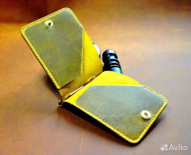 Зажим для купюр, ручной работы, натуральная кожа