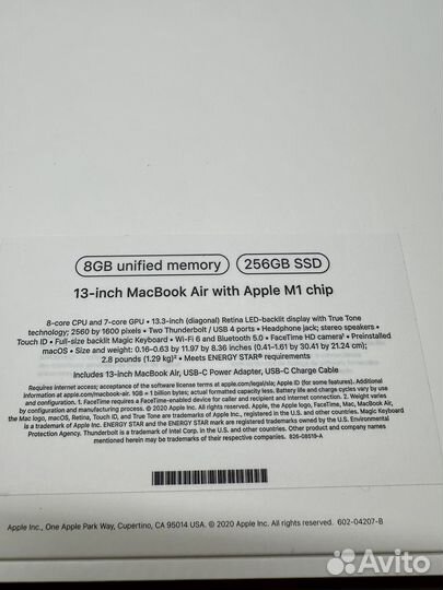 Новый MacBook air m1 8/256