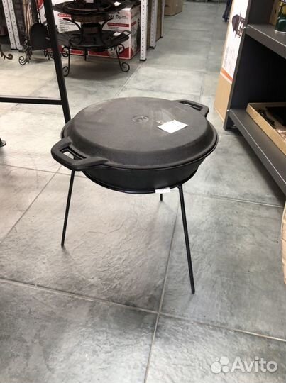 Казан вок чугунный с крышкой сковородой 6 л