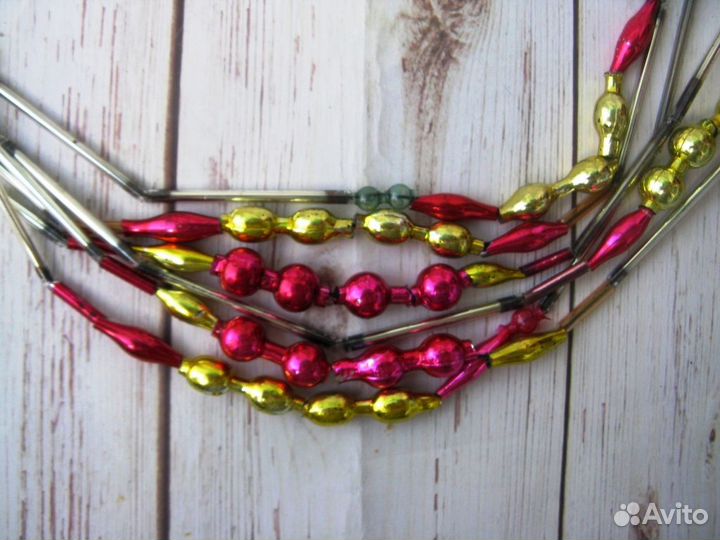 Ёлочные бусы 6 ниток по 1 метру СССР