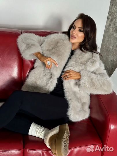 Шуба серая пушистая S M L новая lichi lime