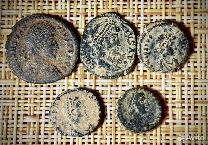 5 бронзовых монет Римской Империи оригинал