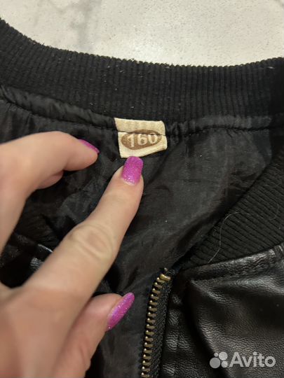 Кожаная стильная куртка- бомбер 158