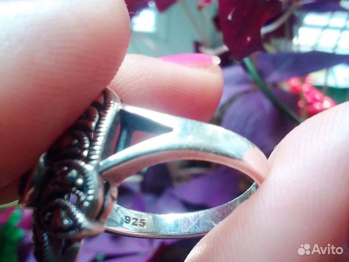 Кольцо серебро 925 с натуральным аметистом