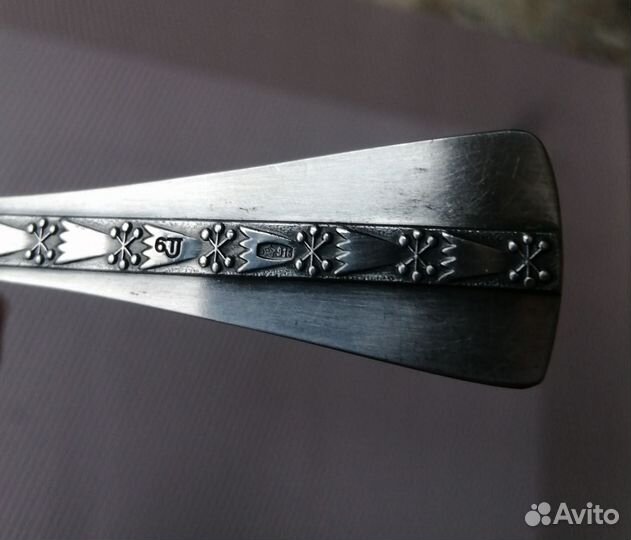 Серебряная ложка для салата СССР, 916 пробы