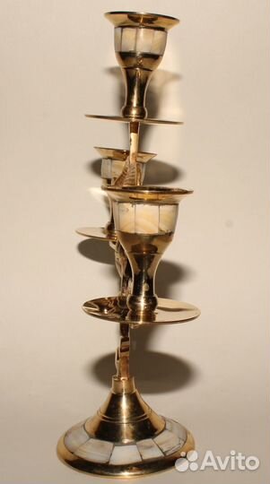 Подсвечник Дерево на 3 Свечи. Латунь. Перламутр