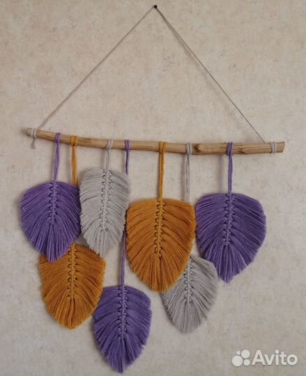 Макраме панно листья