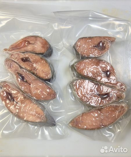 Стейки семги,нерки,кеты,горбуши в в/уп. рыба с/м к