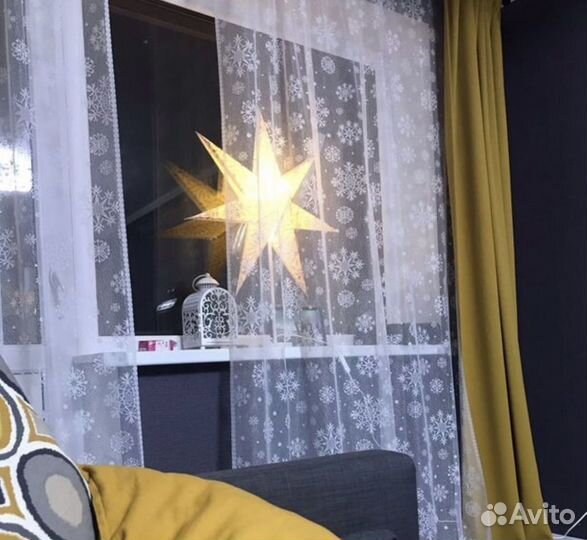 Тюль икеа со снежинками Розенмальва