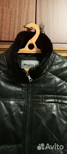 Мужской пуховик эко кожа 48 размер