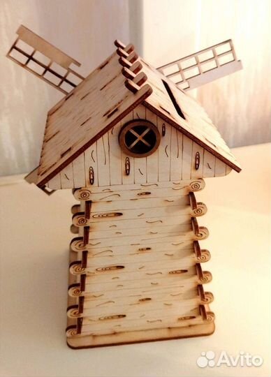 Копилка мельница из дерева