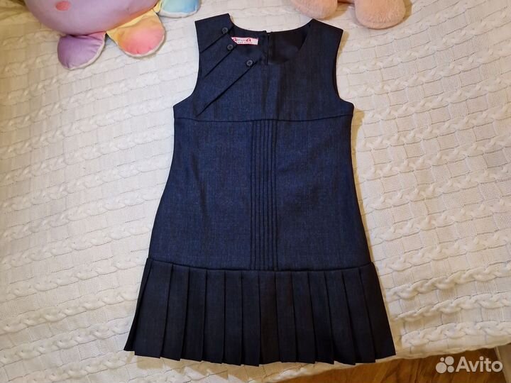 Сарафан школьный 128-134 тёмно серый(чёрный)
