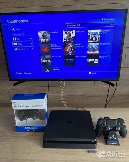 Прошитая (9.00) Sony PS4 slim 500gb (2 геймпада)