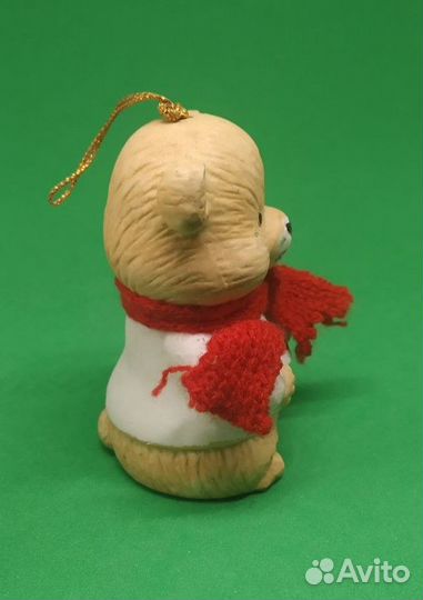Елочная игрушка колокольчик медведь