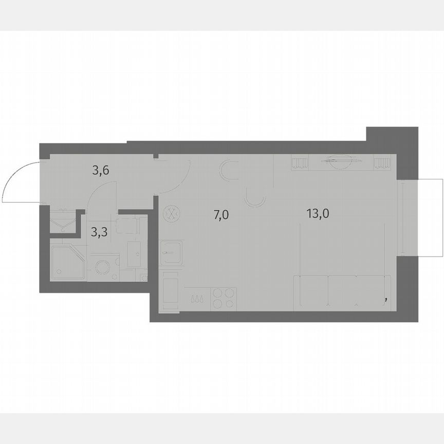 Квартира-студия, 26,9 м², 3/6 эт.