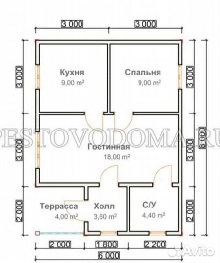 Каркасный дом 8 x 6 без утеплителя