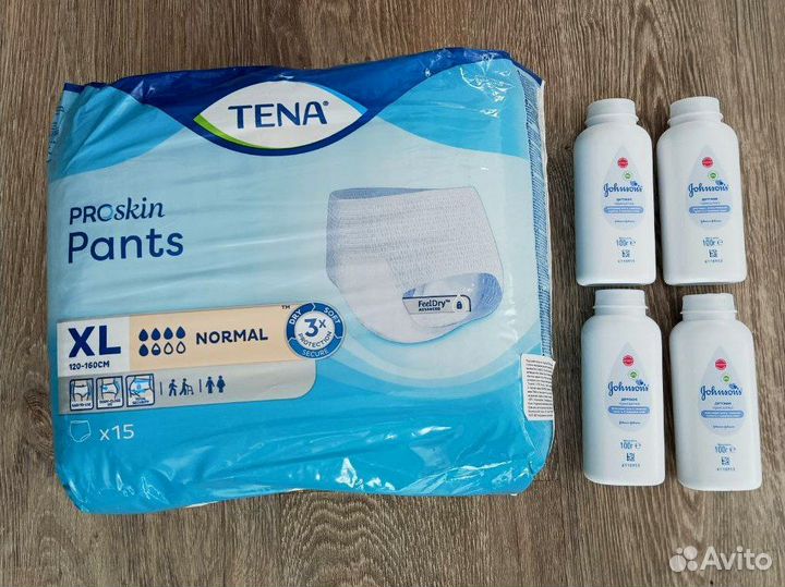 Подгузники для взрослых Tena XL и 4 присыпки