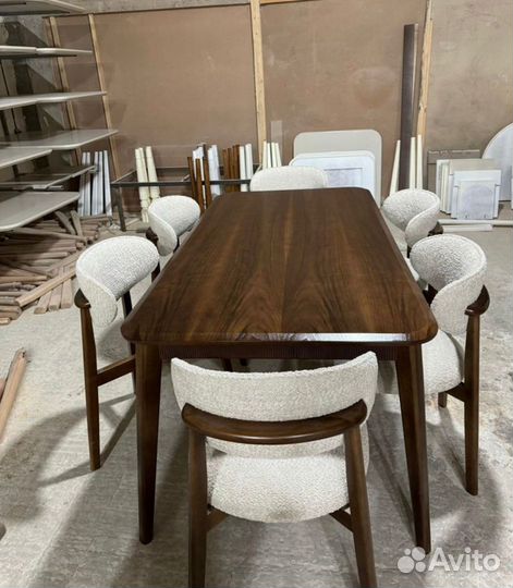 Стол из керамогранита, стол из дерева/Стулья