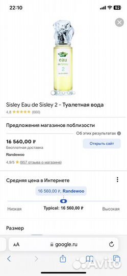 Духи женские Sisley. Оригинал