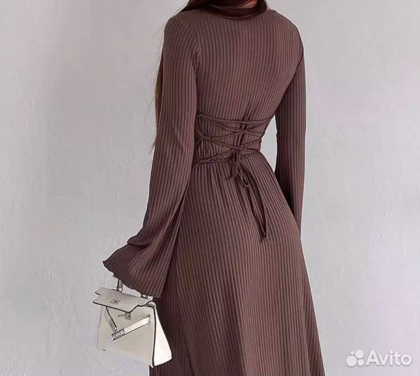 Платье женское коричневое