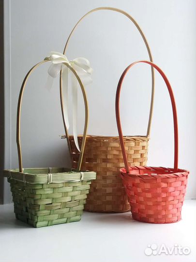 Плетёные корзины для цветов, подарка 3шт