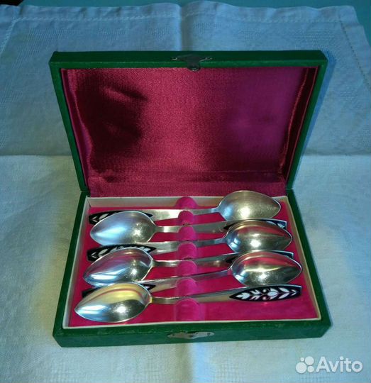 Набор ложек мельхиор эмаль. СССР