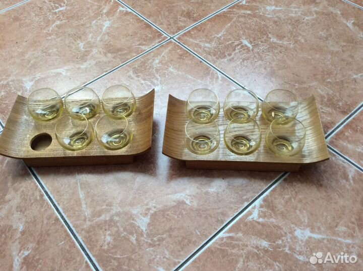 Коньячные рюмки в подставке, графин для водки СССР