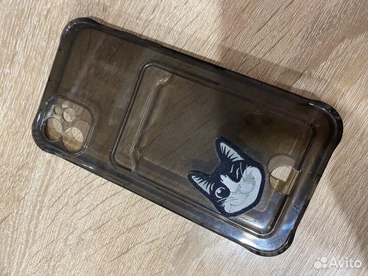 Чехол прозрачно-чёрный защитный на 11 айфон