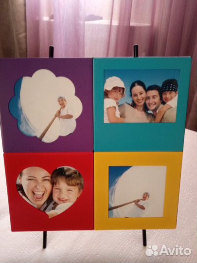 Рамка на 4 фото 9*9 PATA магнит.,металл