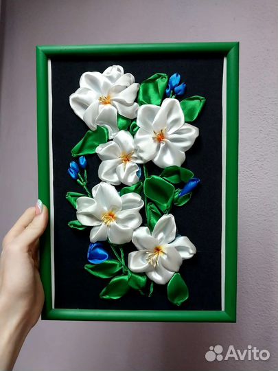 Картина из лент - цветы