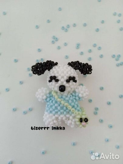 Амигуруми из бисера собачка с сумочкой