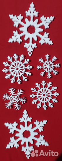 Новогодние украшение из пенопласта снежинки, олени