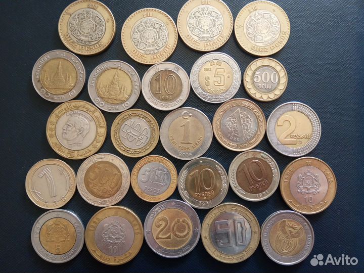 Биметалл разный, 1 и 2 фунты Англии и острова Мен