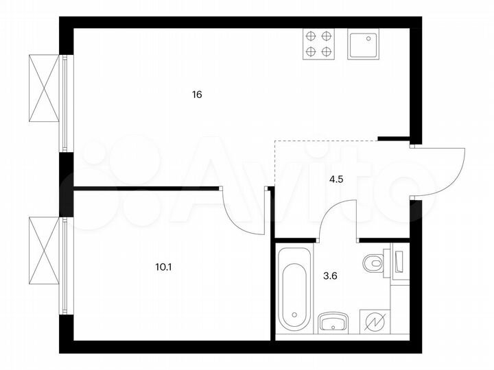 1-к. квартира, 34,2 м², 7/25 эт.