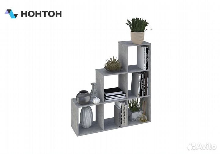 Стеллаж каскадный Polini home SMART 6 секций бетон