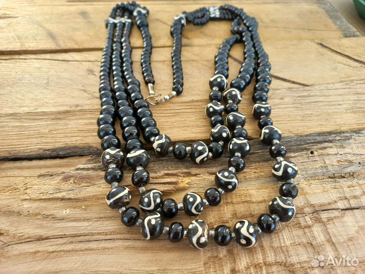 Черное колье из кости классика и астральный оберег
