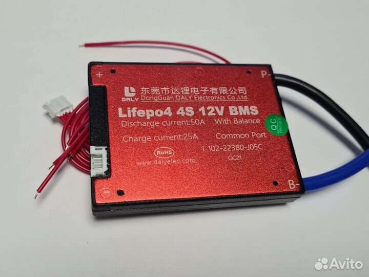 Плата контроля BMS lifepo4 4S 12V 50A