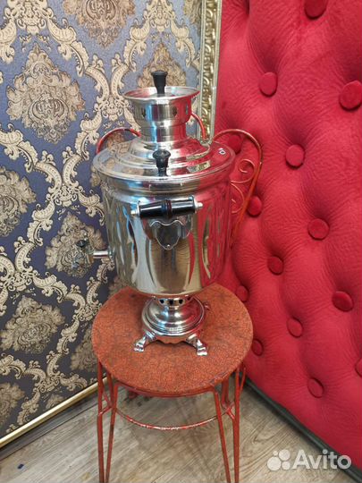 Самовар полный комплект угольный старинный Листья