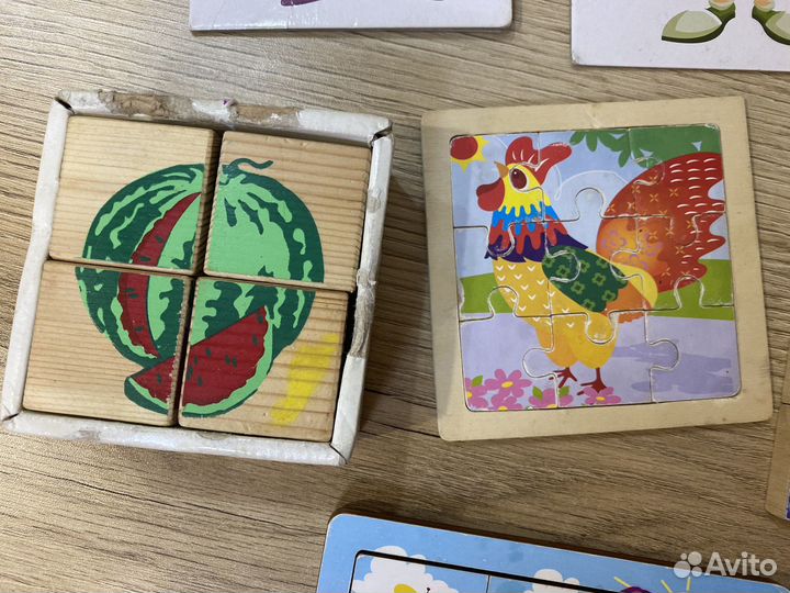 Деревянные пазлы, кубики Пакетом