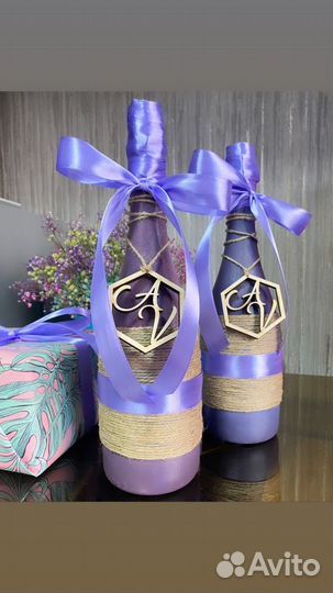 Украшение бутылки на свадьбу