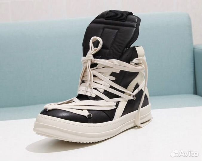 Rick Owens Hexagram Geobasket Черно-белые Кроссовк