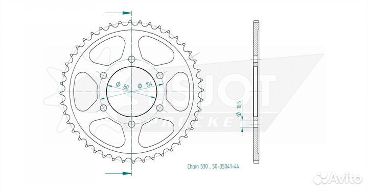 Задняя звезда Esjot 50-35041-44 (аналог JTR488.44)