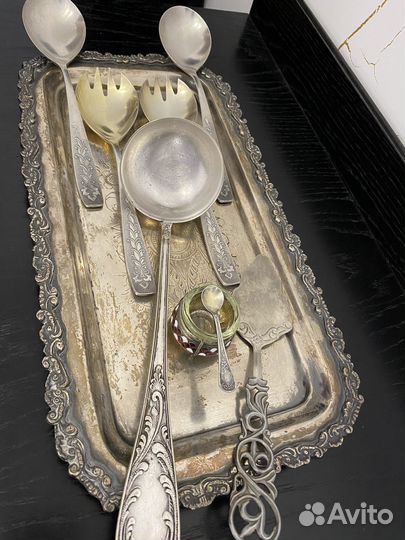 Сервировочные приборы латунь серебрение и мельхиор