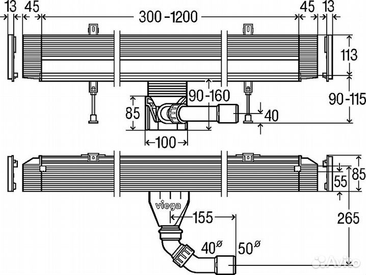 Душевой лоток Viega Advantix Vario 4967.10 736552