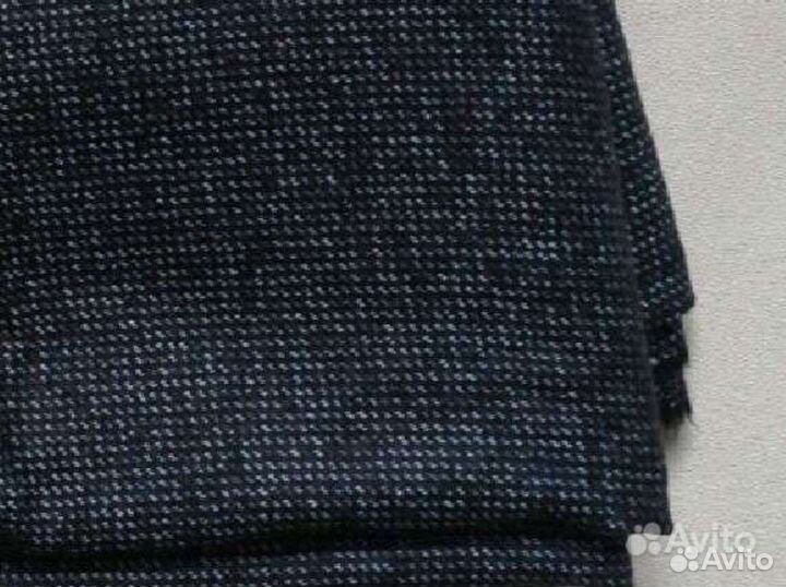 Ткань темно-синяя шерстяная отрез Италия